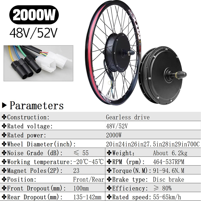 Kit de conversion de vélo élec - Gearless Hub Motor Conversion Kit 2000W With Display avis et prix
